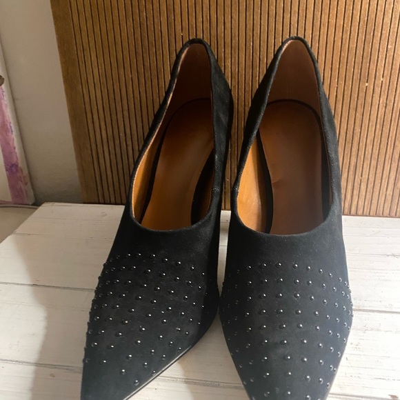 Halston Elegant Black Suede Studded Women's Heels - Picture 1 of 5